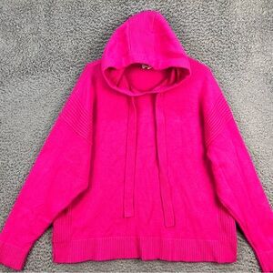 Crown & Ivy Sweatshirt Hoodie Large Pink Long Sleeve Kangaroo Pouch Knit Casual